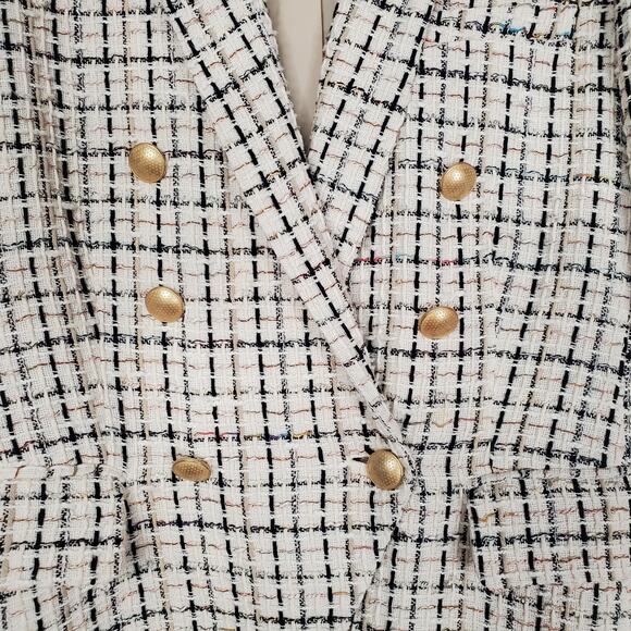 L'Agence Kenzie Blazer Tweed Double Breasted Gold Buttons Ivory Multi Size 8 - Picture 4 of 10